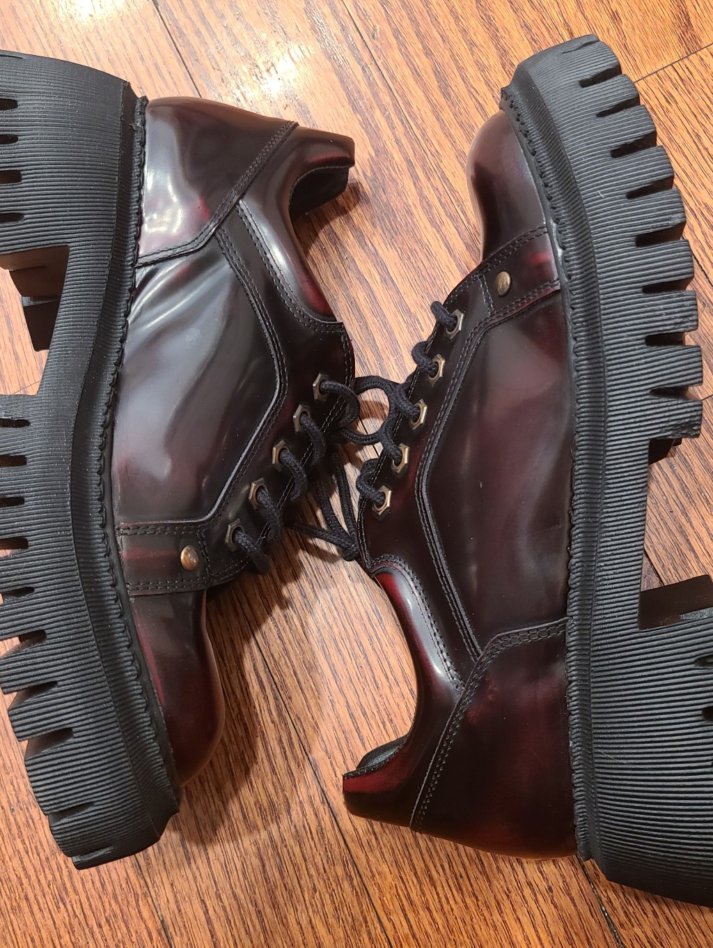 L'intervalle Sheeran Burgundy Leather Chunky Lug Sole Platform Oxfords Eu 39 — image 5 of 8
